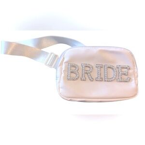 BRIDE EMBELLISHED WHITE BELT BAG